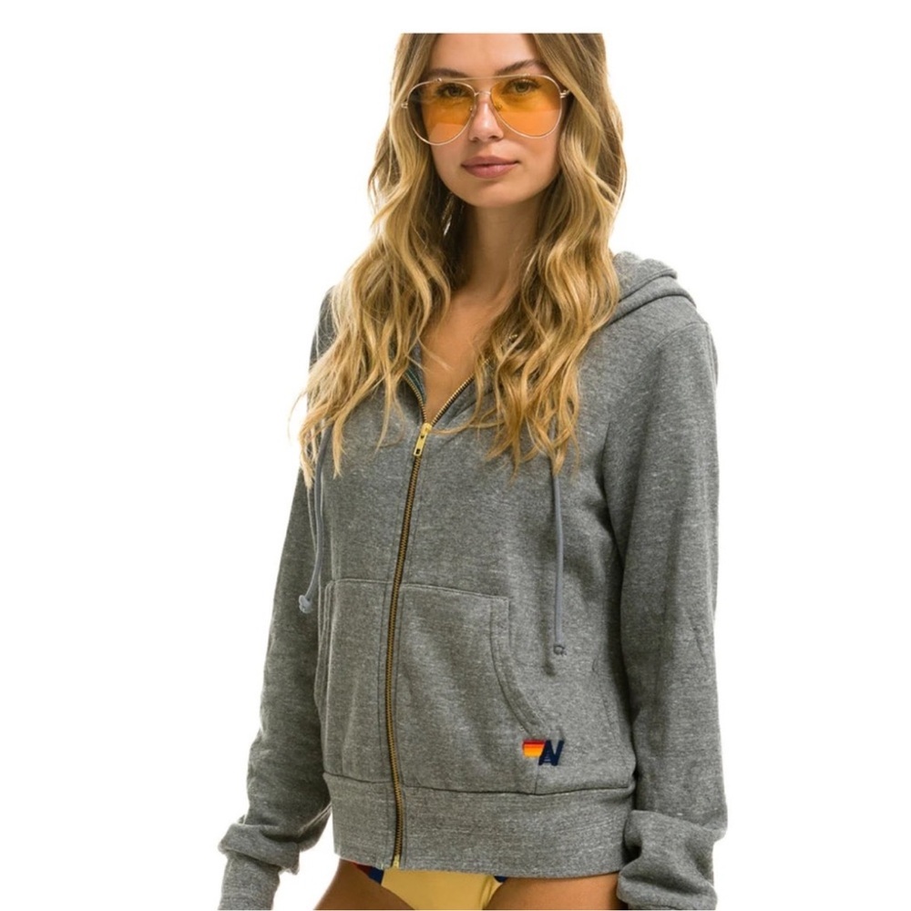 Aviator Nation Gray Hoodie with Colorful Logo